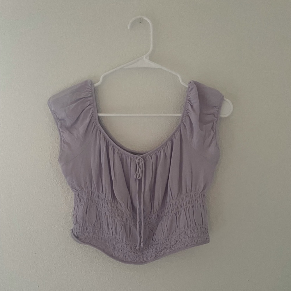 Kendall & Kylie Off The Shoulder Purple Crop Top